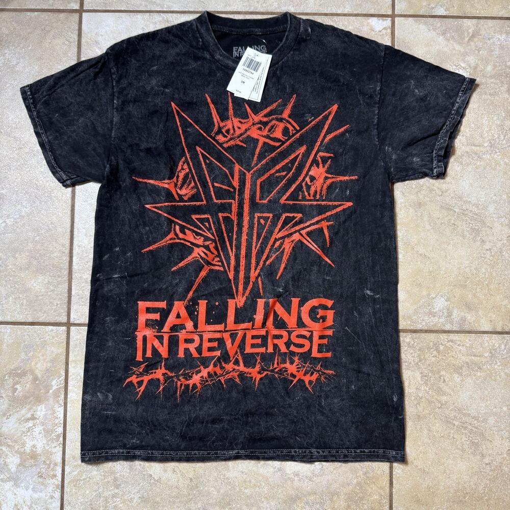 Falling In Reverse Red Thorn Logo Mineral Wash T-Shirt Size SMALL New With Tags
